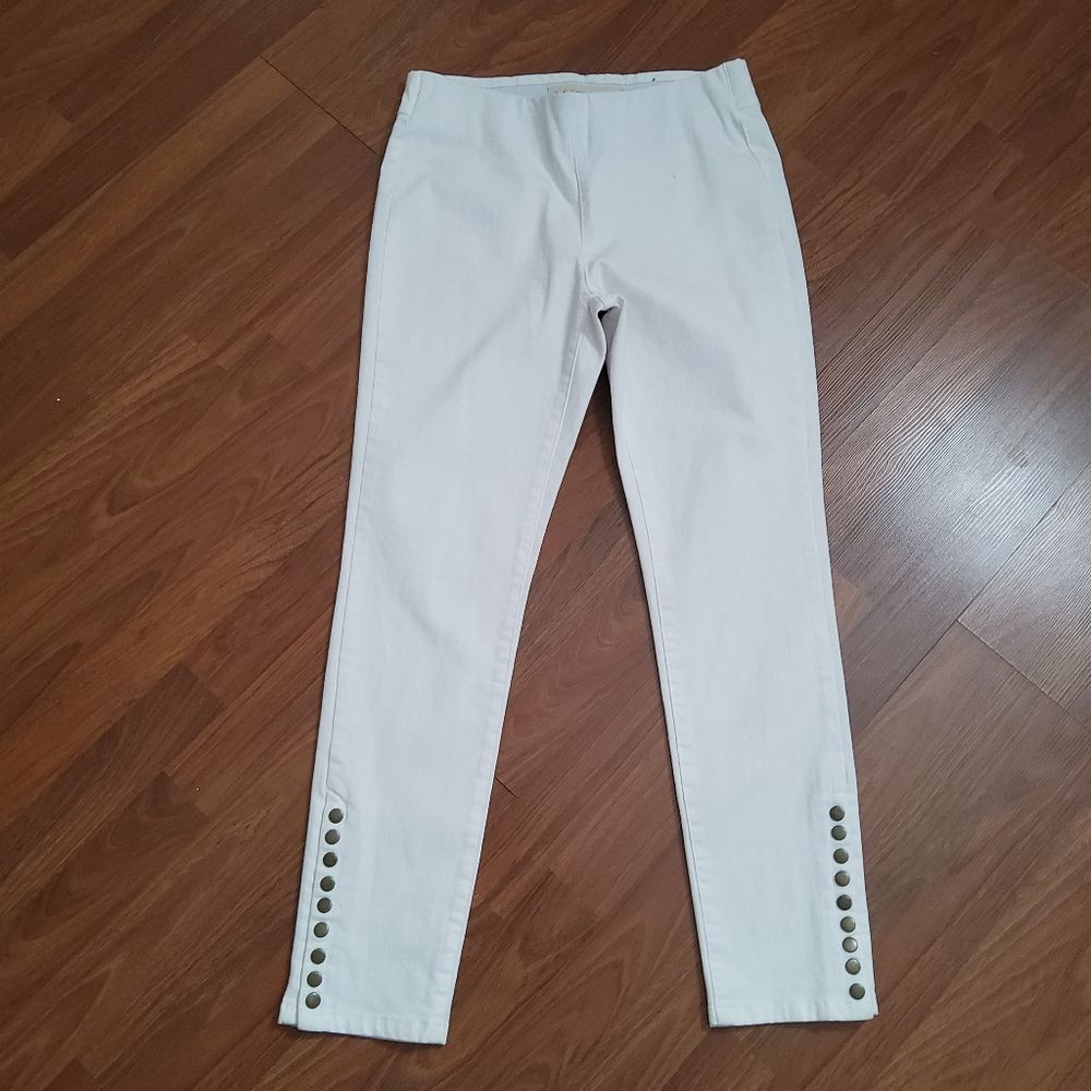 Soft Surroundings The Ultimate Pull On Snap High Waist Crop Pants S White New
